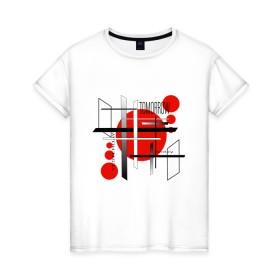 Женская футболка хлопок с принтом JAPAN в Тюмени, 100% хлопок | прямой крой, круглый вырез горловины, длина до линии бедер, слегка спущенное плечо | абстракция | будущее | геометрия | город | жизнь | япония