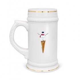 Кружка пивная с принтом Snowman Ice Cream в Тюмени,  керамика (Материал выдерживает высокую температуру, стоит избегать резкого перепада температур) |  объем 630 мл | 