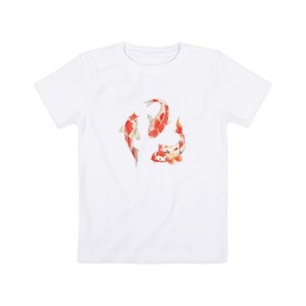 Детская футболка хлопок с принтом Карп Кои в Тюмени, 100% хлопок | круглый вырез горловины, полуприлегающий силуэт, длина до линии бедер | Тематика изображения на принте: карп | карп кои | рисунок | рыба