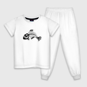 Детская пижама хлопок с принтом Скелет Рыбы в Тюмени, 100% хлопок |  брюки и футболка прямого кроя, без карманов, на брюках мягкая резинка на поясе и по низу штанин
 | 