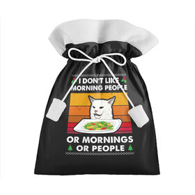 Подарочный 3D мешок с принтом Woman Yelling at Cat в Тюмени, 100% полиэстер | Размер: 29*39 см | cat | cats | christmas | mem | meme | memes | new year | xmas | вязаный | женщина | кот | кричит | мем | мемы | на кота | новый год | рождество | свитер