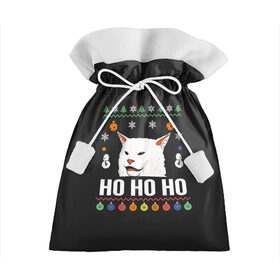 Подарочный 3D мешок с принтом Woman Yelling at Cat в Тюмени, 100% полиэстер | Размер: 29*39 см | cat | cats | christmas | mem | meme | memes | new year | xmas | вязаный | женщина | кот | кричит | мем | мемы | на кота | новый год | рождество | свитер
