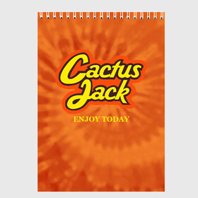 Скетчбук с принтом Cactus Jack в Тюмени, 100% бумага
 | 48 листов, плотность листов — 100 г/м2, плотность картонной обложки — 250 г/м2. Листы скреплены сверху удобной пружинной спиралью | reeses puffs | travis scott | джэк | кактус | трэвис скотт