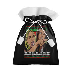 Подарочный 3D мешок с принтом woman yelling at cat в Тюмени, 100% полиэстер | Размер: 29*39 см | happy new year | mem | woman yelling at cat | женщина кричит на кота | мем | новый год