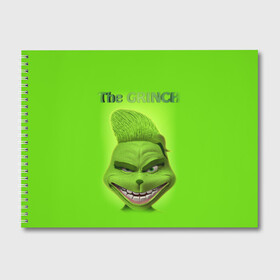 Альбом для рисования с принтом Grinch Face в Тюмени, 100% бумага
 | матовая бумага, плотность 200 мг. | christmas | claus | grinch stole | how the | jingle | merry | santa | гринч | гуманоид | диккенс | ктоград | олени | рождество | снежинки | чарльз