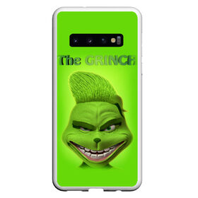 Чехол для Samsung Galaxy S10 с принтом Grinch Face в Тюмени, Силикон | Область печати: задняя сторона чехла, без боковых панелей | Тематика изображения на принте: christmas | claus | grinch stole | how the | jingle | merry | santa | гринч | гуманоид | диккенс | ктоград | олени | рождество | снежинки | чарльз