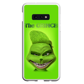 Чехол для Samsung S10E с принтом Grinch Face в Тюмени, Силикон | Область печати: задняя сторона чехла, без боковых панелей | Тематика изображения на принте: christmas | claus | grinch stole | how the | jingle | merry | santa | гринч | гуманоид | диккенс | ктоград | олени | рождество | снежинки | чарльз