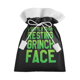 Подарочный 3D мешок с принтом Grinch Face в Тюмени, 100% полиэстер | Размер: 29*39 см | 
