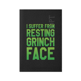 Обложка для паспорта матовая кожа с принтом Grinch Face в Тюмени, натуральная матовая кожа | размер 19,3 х 13,7 см; прозрачные пластиковые крепления | 