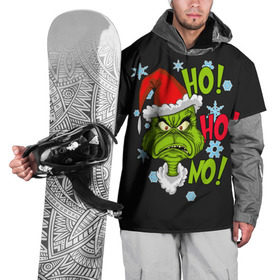 Накидка на куртку 3D с принтом Grinch Face No! No! No! в Тюмени, 100% полиэстер |  | Тематика изображения на принте: christmas | claus | grinch stole | how the | jingle | merry | santa | гринч | гуманоид | диккенс | ктоград | олени | рождество | снежинки | чарльз