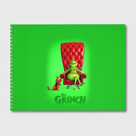 Альбом для рисования с принтом The Grinch в Тюмени, 100% бумага
 | матовая бумага, плотность 200 мг. | Тематика изображения на принте: christmas | claus | grinch stole | how the | jingle | merry | santa | гринч | гуманоид | диккенс | ктоград | олени | рождество | снежинки | чарльз