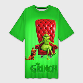 Платье-футболка 3D с принтом The Grinch в Тюмени,  |  | christmas | claus | grinch stole | how the | jingle | merry | santa | гринч | гуманоид | диккенс | ктоград | олени | рождество | снежинки | чарльз
