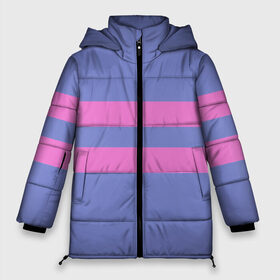 Женская зимняя куртка 3D с принтом ФРИСК (FRISK) в Тюмени, верх — 100% полиэстер; подкладка — 100% полиэстер; утеплитель — 100% полиэстер | длина ниже бедра, силуэт Оверсайз. Есть воротник-стойка, отстегивающийся капюшон и ветрозащитная планка. 

Боковые карманы с листочкой на кнопках и внутренний карман на молнии | Тематика изображения на принте: asriel dreemurr | chara | frisk | gaster blaster | heart | sans | undertale | азриэль дримурр | андертейл | гастер | меттатон | санс | сердце | фриск | чара