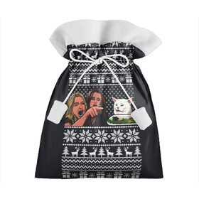 Подарочный 3D мешок с принтом woman yelling at cat в Тюмени, 100% полиэстер | Размер: 29*39 см | happy new year | mem | woman yelling at cat | женщина кричит на кота | мем | новый год