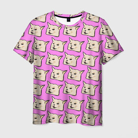Мужская футболка 3D с принтом woman yelling at cat в Тюмени, 100% полиэфир | прямой крой, круглый вырез горловины, длина до линии бедер | mem | woman yelling at cat | женщина кричит на кота | мем