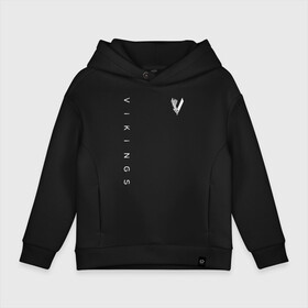 Детское худи Oversize хлопок с принтом VIKINGS. в Тюмени, френч-терри — 70% хлопок, 30% полиэстер. Мягкий теплый начес внутри —100% хлопок | боковые карманы, эластичные манжеты и нижняя кромка, капюшон на магнитной кнопке | Тематика изображения на принте: series | series vikings | vikings | викинги | сериал | сериал викинги