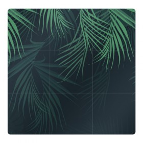 Магнитный плакат 3Х3 с принтом Пальмовый узор в Тюмени, Полимерный материал с магнитным слоем | 9 деталей размером 9*9 см | джунгли | зелёный | лепестки | лепесток | лес | листья | пальма | пальмы | папоротник | салатовый | тропики | черный