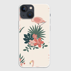 Чехол для iPhone 13 mini с принтом Розовый фламинго и цветы в Тюмени,  |  | animal | bird | flamingo | pink | pnik flamingo | животные | папоротник | птицы | розовый | розовый фламинго | фламинго | цветы