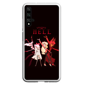 Чехол для Honor 20 с принтом Hazbin Hotel Welcome to Hell в Тюмени, Силикон | Область печати: задняя сторона чехла, без боковых панелей | alastor | angel | charlie | dust | hazbin | hotel | husk | katie | pentious | sir | vaggie | аластор | вэгги | даст | кэти | отель | пентиус | сэр | хазбин | хаск | чарли | энджел