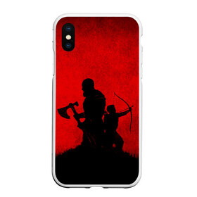 Чехол для iPhone XS Max матовый с принтом God of War в Тюмени, Силикон | Область печати: задняя сторона чехла, без боковых панелей | Тематика изображения на принте: god | playstation | war | атрей | бог | войны | кратос | левиафан | лук | лучник | призрак спарты | топор