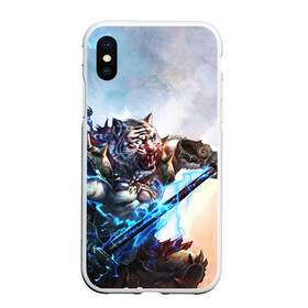 Чехол для iPhone XS Max матовый с принтом Warrior Zoomorph в Тюмени, Силикон | Область печати: задняя сторона чехла, без боковых панелей | Тематика изображения на принте: mmorpg | perfect world | pw | амфибии | воин | древние | друид | жнец | жрец | зооморфы | идеальный мир | лучник | люди | маг | оборотень | паладин | пв | сиды | страж | стрелок | тени | шаман