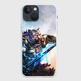 Чехол для iPhone 13 mini с принтом Warrior Zoomorph в Тюмени,  |  | Тематика изображения на принте: mmorpg | perfect world | pw | амфибии | воин | древние | друид | жнец | жрец | зооморфы | идеальный мир | лучник | люди | маг | оборотень | паладин | пв | сиды | страж | стрелок | тени | шаман