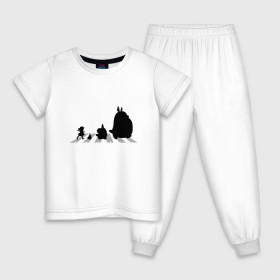 Детская пижама хлопок с принтом Totoro Beatles в Тюмени, 100% хлопок |  брюки и футболка прямого кроя, без карманов, на брюках мягкая резинка на поясе и по низу штанин
 | Тематика изображения на принте: abbey road | beatles | forest | friend | ghibli | japan | keeper | miyazaki | music | nature | neigbor | neighbo | rock | totoro | анимация | аниме | битлз | гибли | друг | животные | лес | любовь | милый | мир | миядзаки | музыка | мульт | мультфильм | п