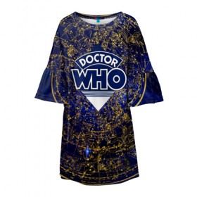 Детское платье 3D с принтом Doctor Who в Тюмени, 100% полиэстер | прямой силуэт, чуть расширенный к низу. Круглая горловина, на рукавах — воланы | Тематика изображения на принте: doctor | who | доктор | доктор кто | кто