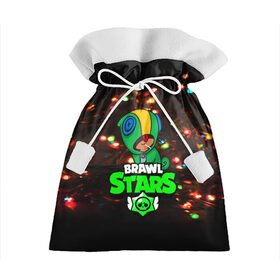 Подарочный 3D мешок с принтом BRAWL STARS НОВОГОДНИЙ в Тюмени, 100% полиэстер | Размер: 29*39 см | 2020 | android | brawl stars | crow | games | leon | mobile game | stars | бравл старс | ворон | игры | леон | мобильные игры