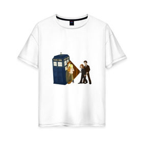 Женская футболка хлопок Oversize с принтом Доктор Кто - The X-Files в Тюмени, 100% хлопок | свободный крой, круглый ворот, спущенный рукав, длина до линии бедер
 | doctor who | the x files | доктор кто | секретные материалы | сериал  doctor who | сериал доктор кто | сериалы | фильмы