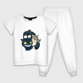 Детская пижама хлопок с принтом Tardis Totoro в Тюмени, 100% хлопок |  брюки и футболка прямого кроя, без карманов, на брюках мягкая резинка на поясе и по низу штанин
 | Тематика изображения на принте: doctor who | forest | friend | ghibli | japan | keeper | miyazaki | nature | neigbor | neighbour | tardis | totoro | анимация | аниме | гибли | доктор кто | друг | животные | кот | лес | любовь | милый | мир | миядзаки | мульт | мультфильм | приключения |