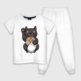 Детская пижама хлопок с принтом Totoro Maneki Neko в Тюмени, 100% хлопок |  брюки и футболка прямого кроя, без карманов, на брюках мягкая резинка на поясе и по низу штанин
 | cat | forest | friend | ghibli | japan | keeper | miyazaki | nature | neigbor | neighbour | totoro | анимация | аниме | гибли | друг | животные | кот | котенок | котик | кошка | лес | любовь | милый | мир | миядзаки | мульт | мультфильм