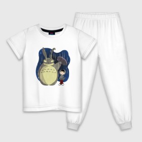 Детская пижама хлопок с принтом Donnie Totoro в Тюмени, 100% хлопок |  брюки и футболка прямого кроя, без карманов, на брюках мягкая резинка на поясе и по низу штанин
 | donnie darko | forest | friend | ghibli | japan | keeper | miyazaki | nature | neigbor | neighbour | totoro | анимация | аниме | гибли | донни дарко | друг | животные | лес | любовь | милый | мир | миядзаки | мульт | мультфильм | приключения