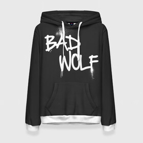 Женская толстовка 3D с принтом Bad wolf в Тюмени, 100% полиэстер  | двухслойный капюшон со шнурком для регулировки, мягкие манжеты на рукавах и по низу толстовки, спереди карман-кенгуру с мягким внутренним слоем. | bbc | dimension | dr who | jenna coleman | jodie whittaker | matt smith | relative | resolution | space | tardis | the doctor | time | галлифрей | джоди уиттакер | доктор кто | тардис