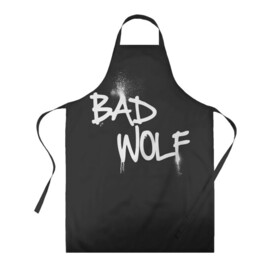 Фартук 3D с принтом Bad wolf в Тюмени, 100% полиэстер | общий размер — 65 х 85 см, ширина нагрудника — 26 см, горловина — 53 см, длина завязок — 54 см, общий обхват в поясе — 173 см. Принт на завязках и на горловине наносится с двух сторон, на основной части фартука — только с внешней стороны | bbc | dimension | dr who | jenna coleman | jodie whittaker | matt smith | relative | resolution | space | tardis | the doctor | time | галлифрей | джоди уиттакер | доктор кто | тардис