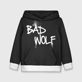 Детская толстовка 3D с принтом Bad wolf в Тюмени, 100% полиэстер | двухслойный капюшон со шнурком для регулировки, мягкие манжеты на рукавах и по низу толстовки, спереди карман-кенгуру с мягким внутренним слоем | bbc | dimension | dr who | jenna coleman | jodie whittaker | matt smith | relative | resolution | space | tardis | the doctor | time | галлифрей | джоди уиттакер | доктор кто | тардис