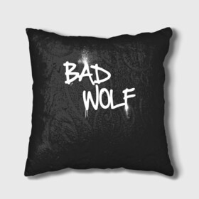 Подушка 3D с принтом Bad wolf в Тюмени, наволочка – 100% полиэстер, наполнитель – холлофайбер (легкий наполнитель, не вызывает аллергию). | состоит из подушки и наволочки. Наволочка на молнии, легко снимается для стирки | bbc | dimension | dr who | jenna coleman | jodie whittaker | matt smith | relative | resolution | space | tardis | the doctor | time | галлифрей | джоди уиттакер | доктор кто | тардис