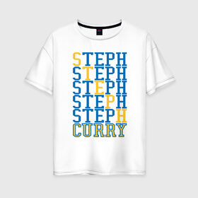 Женская футболка хлопок Oversize с принтом Steph Curry в Тюмени, 100% хлопок | свободный крой, круглый ворот, спущенный рукав, длина до линии бедер
 | 