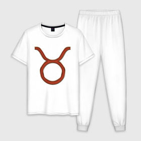 Мужская пижама хлопок с принтом Телец (Taurus) в Тюмени, 100% хлопок | брюки и футболка прямого кроя, без карманов, на брюках мягкая резинка на поясе и по низу штанин
 | Тематика изображения на принте: 