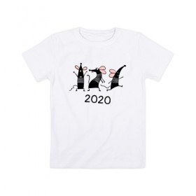 Детская футболка хлопок с принтом Веселые мышки 2020 в Тюмени, 100% хлопок | круглый вырез горловины, полуприлегающий силуэт, длина до линии бедер | Тематика изображения на принте: 
