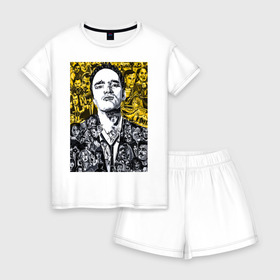 Женская пижама с шортиками хлопок с принтом Tarantino x films в Тюмени, 100% хлопок | футболка прямого кроя, шорты свободные с широкой мягкой резинкой | здезда | квентин | тарантино | фильм