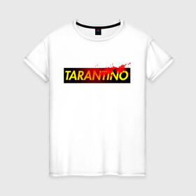 Женская футболка хлопок с принтом КВЕНТИН ТАРАНТИНО. в Тюмени, 100% хлопок | прямой крой, круглый вырез горловины, длина до линии бедер, слегка спущенное плечо | tarantino | квентин тарантино | однажды в голливуде | тарантино