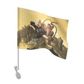 Флаг для автомобиля с принтом Aniki Fight Art в Тюмени, 100% полиэстер | Размер: 30*21 см | aniki | aquarell | art | billy | billy herrington | gachi | gachimuchi | van | акварель | аники | арт | вэн | гачи | гачибасс | гачимучи