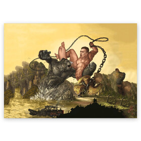 Поздравительная открытка с принтом Aniki Fight Art в Тюмени, 100% бумага | плотность бумаги 280 г/м2, матовая, на обратной стороне линовка и место для марки
 | aniki | aquarell | art | billy | billy herrington | gachi | gachimuchi | van | акварель | аники | арт | вэн | гачи | гачибасс | гачимучи