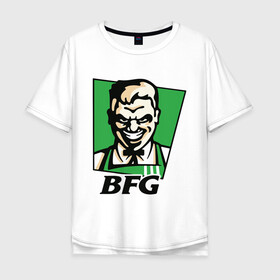 Мужская футболка хлопок Oversize с принтом BFG в Тюмени, 100% хлопок | свободный крой, круглый ворот, “спинка” длиннее передней части | bfg | doom | doom eternal | дум