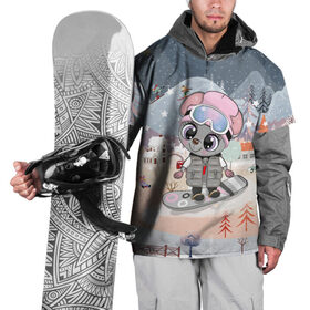 Накидка на куртку 3D с принтом Милая мышка на сноуборде в Тюмени, 100% полиэстер |  | Тематика изображения на принте: 