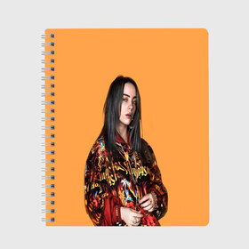 Тетрадь с принтом Billie eilish (+ на спине) в Тюмени, 100% бумага | 48 листов, плотность листов — 60 г/м2, плотность картонной обложки — 250 г/м2. Листы скреплены сбоку удобной пружинной спиралью. Уголки страниц и обложки скругленные. Цвет линий — светло-серый
 | billie | eilish | xanny | айлишь | билли