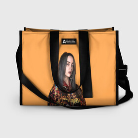 Сумка-шоппер 3D с принтом Billie eilish (+ на спине) в Тюмени, 100% полиэстер | застегивается на металлическую кнопку; внутренний карман застегивается на молнию. Стенки укреплены специальным мягким материалом, чтобы защитить содержимое от несильных ударов
 | billie | eilish | xanny | айлишь | билли