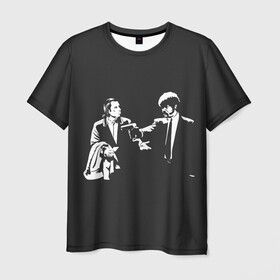 Мужская футболка 3D с принтом Криминальное Чтиво в Тюмени, 100% полиэфир | прямой крой, круглый вырез горловины, длина до линии бедер | meme | memes | pulp fiction | quentin | reservoir dogs | tarantino | бешеные псы | квентин | криминальное чтиво | мем | мемы | тарантино