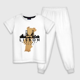Детская пижама хлопок с принтом Лиссабон (Португалия) в Тюмени, 100% хлопок |  брюки и футболка прямого кроя, без карманов, на брюках мягкая резинка на поясе и по низу штанин
 | city | lisbon | portugal | ronaldo | travel | город | европа | карта | лиссабон | мир | португалия | приключение | путешествие | роналду | столица | страна | тиризм | турист | флаг